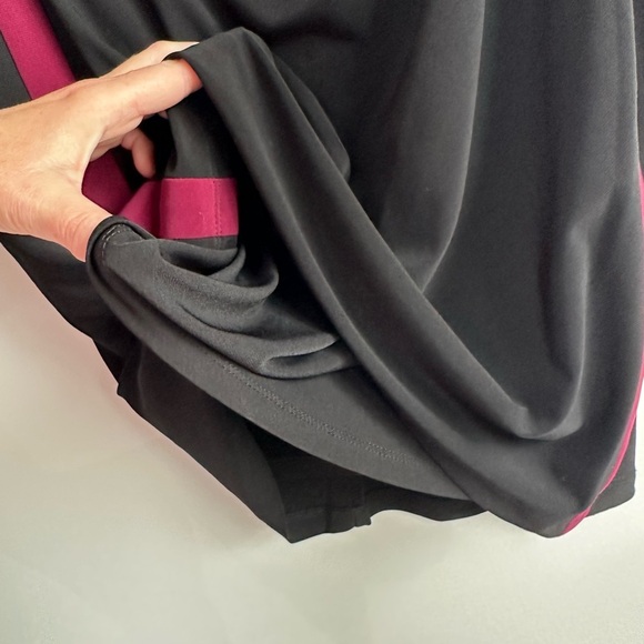 Lauren Ralph Lauren Knit Jersey Dress Black Burgundy Trim Size 4 Ruching - Picture 3 of 8
